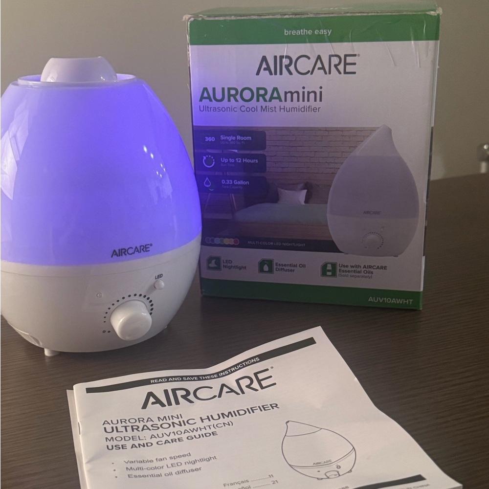 Aurora Mini Ultrasonic Humidifier - Blue and White